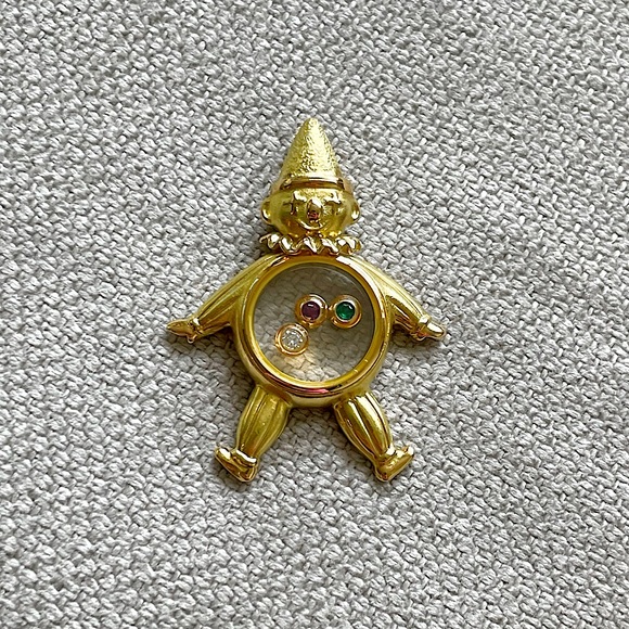 Estate⭐️18K Gold⭐️Clown Jester Mother's Charm Pendant - Picture 1 of 8